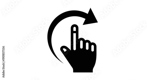 A black icon depicting a hand with a raised index finger performing a clockwise swipe gesture.