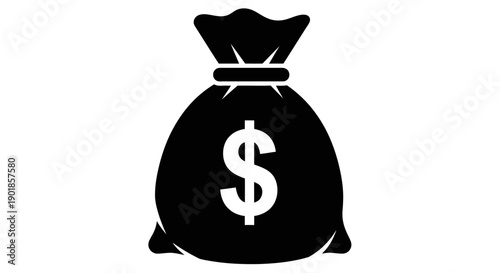 A black silhouette of a money bag with a dollar sign on it, representing wealth and finance.
