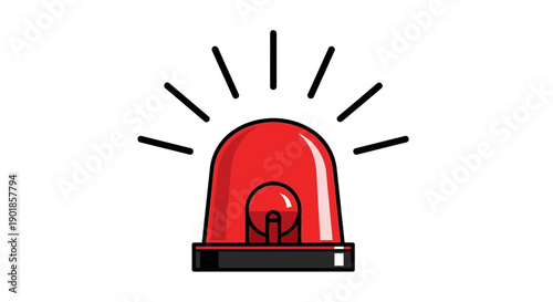 A bright red emergency siren light flashes with radiating lines indicating its alert.