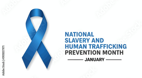 Blue ribbon symbolizing National Slavery and Human Trafficking Prevention Month in January.