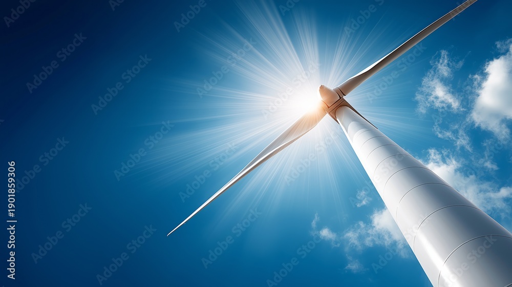 custom made wallpaper toronto digitalBright sunlight pours through fluffy clouds, illuminating a towering wind turbine. The blades spin gracefully, harnessing wind power along a scenic coastline, symbolizing renewable energy's promise