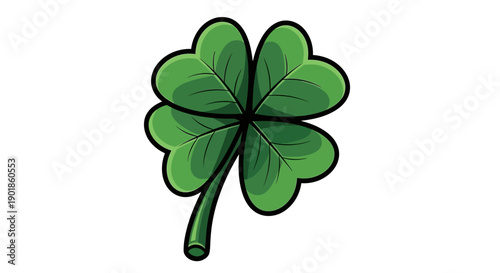 Lucky Four Leaf Clover Symbol, Irish Good Luck Charm, St Patricks Day Icon
