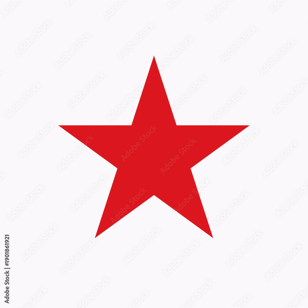 Fototapeta premium Red Star Symbol Icon Isolated on White Background – Simple Five Point Geometric Shape
