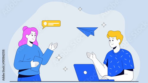 Vibrant social media icons and symbols arranged dynamically, representing online communication, digital marketing, and community engagement