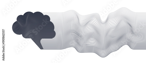 horizontal  Vector illustration on the Theme of Artificial intelligence technology, Digotal Human Brain, The process of thinking, Data, digital intelligence, actions of neurons