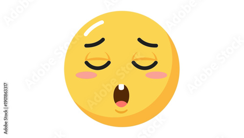 Tired Emoji Face with Closed Eyes and Open Mouth, Yawning, Exhausted Expression
