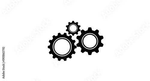 Three interlocking gears of varying sizes, symbolizing teamwork, mechanics, and industrial processes.