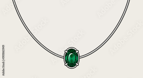 Oval Emerald Green Gemstone Pendant on Thin Chain, in bright studio.