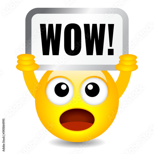 Wow amazed emoji face vector cartoon