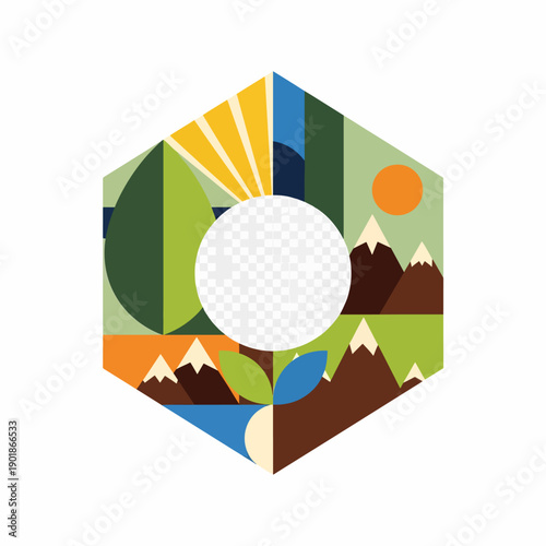 Geometric Mountain Landscape Icon