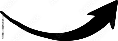 Billede på lærred Black upward curved arrow symbol growth progress success isolated on transparent