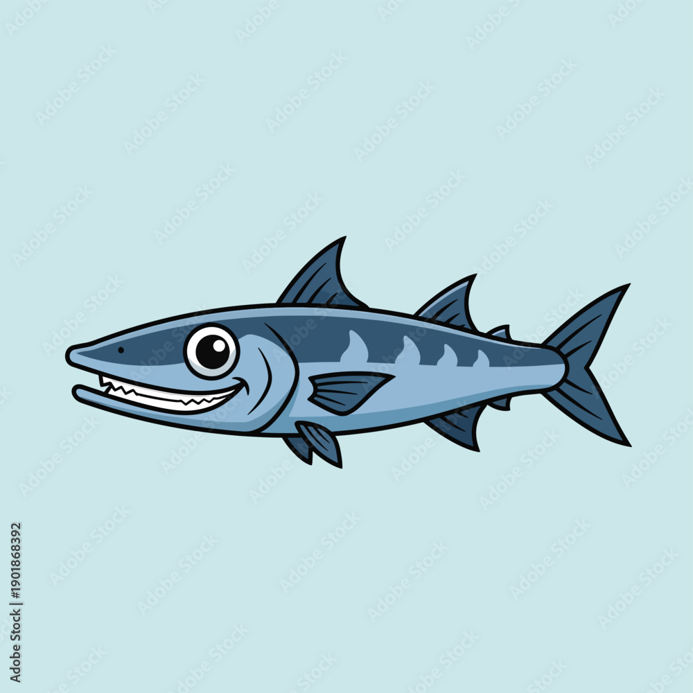 Obraz premium Cartoon Barracuda Fish