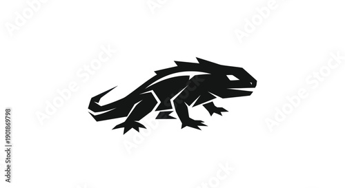 Konstfotografi Black lizard silhouette against white backdrop