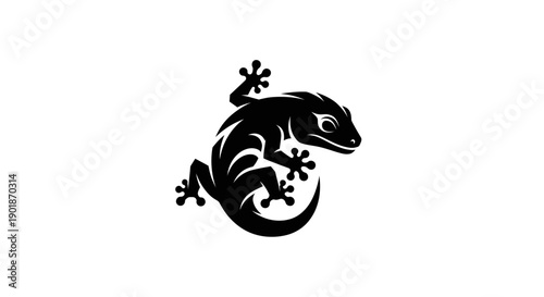 Black lizard silhouette design element