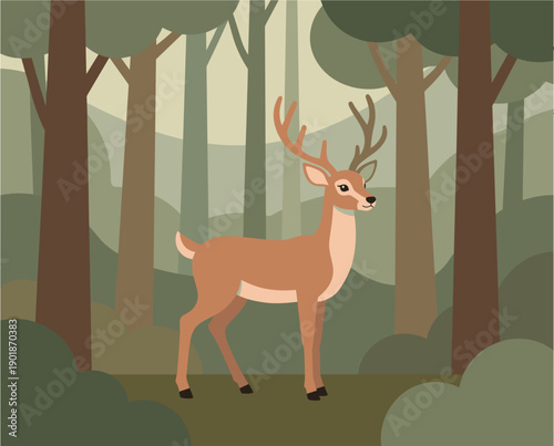 Deer Mother. Mammals Concept. Vector graphic illustration