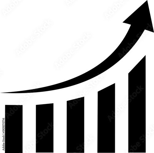 Growing bar . Business graphs and charts icon. Statistics and analytics vector icon. Statistic and data, charts diagrams, money, down or up arrow. Vector illustration