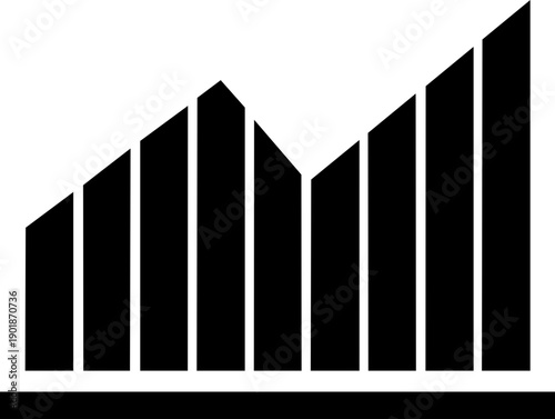 Growing bar . Business graphs and charts icon. Statistics and analytics vector icon. Statistic and data, charts diagrams, money, down or up arrow. Vector illustration