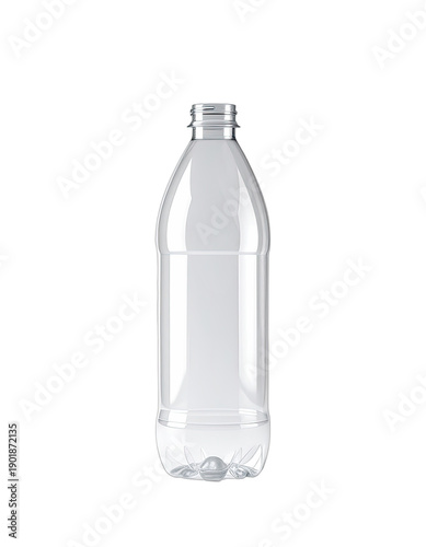 Realistic 3D Render of an Empty Transparent Plastic Beverage Bottle Isolated on Black