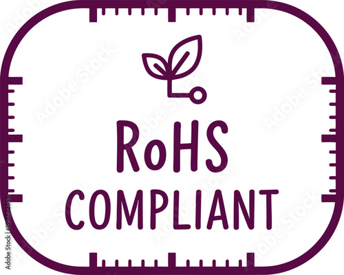 RoHS Compliant Certification Icon with Leaf Symbol for Electronics and Environmental Safety