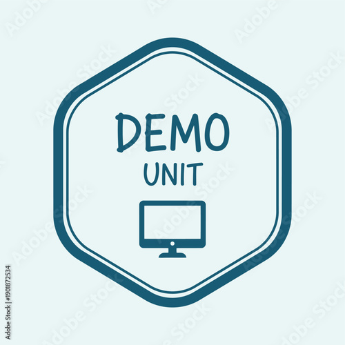 Demo Unit Badge Icon with Computer Monitor Symbol for Product Display and Technology Promotions
