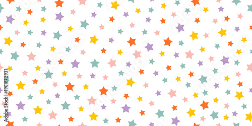 Starry Seamless Pattern Colorful Vector Background for Kid Nursery Baby Wallpaper Fabric Textile Work