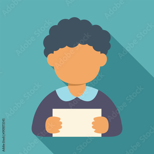 Faceless student holding a blank banner for expressing a message in flat design style