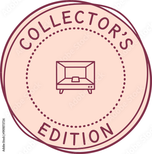 Collector's Edition Badge Icon with Vintage Television Outline in Minimalist Retro Style