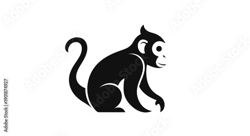 Black monkey silhouette on white