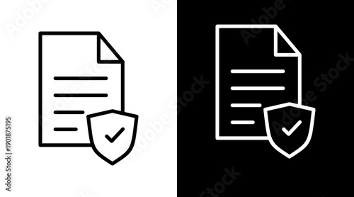 File Protection White Icon Set Vector 