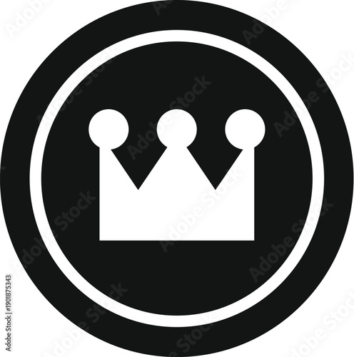 Royal crown icon symbolizing power, leadership, royalty, and premium status in a black circle