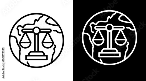 International Law White Icon Set Vector 