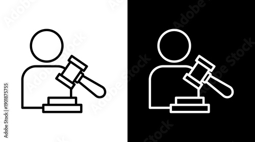 Judge White Icon Set Vector 