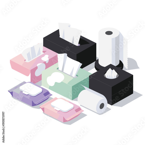 various types tissue boxes in bold