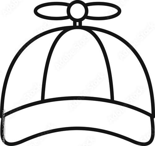 Propeller hat line art icon symbolizing child's playfulness, joy, and imagination