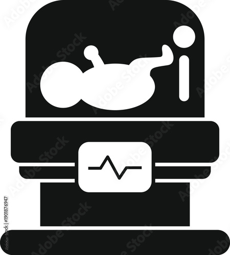 Newborn baby receiving medical care in an infant incubator with a heartbeat monitor