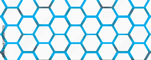 White 3d hexagonal technology vector abstract background. Blue bright energy flashes under hexagon in modern technology futuristic background vector illustration. White honeycomb texture grid.