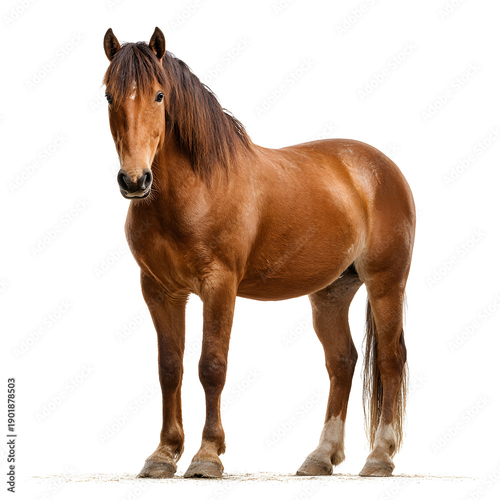 Obraz premium Brown Horse Standing Alone Isolated.