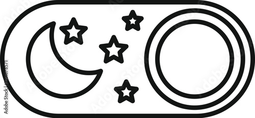 User interface element showing day and night mode toggle switch with moon and sun icons