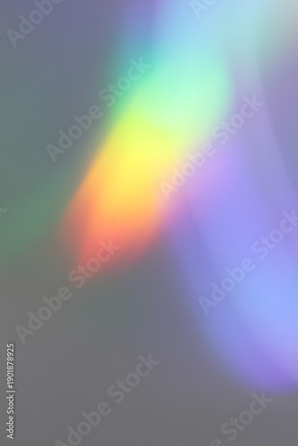 Rainbow light prism effect, transparent background. Hologram reflection, crystal flare leak shadow overlay.