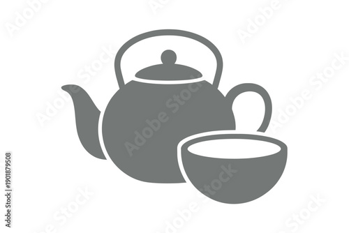 Hand drawn teapot and cup
