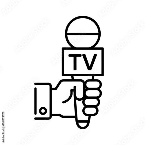 Tv microphone in hand for news report