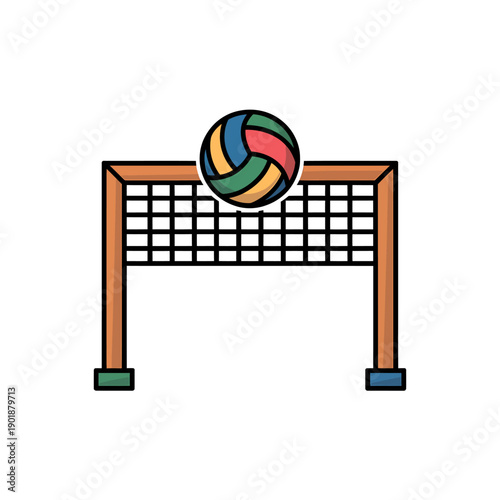 Volleyball net with a ball on top