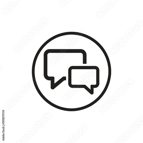 Chat bubble icon in circle for communication