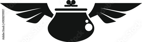 Coin purse with wings depicting fast spending or disappearing money