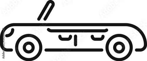 Convertible automobile icon in simple black outline vector art style