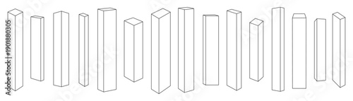 Simple 3D Tall Rectangular Pillar Shape Set
