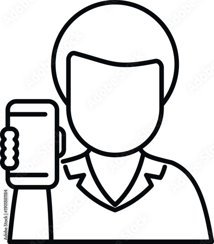 Faceless person holding a mobile phone performing a selfie or communicating