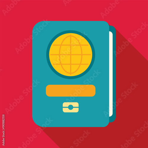 Passport icon featuring a globe, symbolizing world travel and international identity