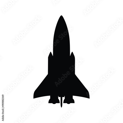 rocket stage separating silhouette vector illustration, Futuristic space shuttle taking off with sleek silhouette vector illustration for sci-fi design