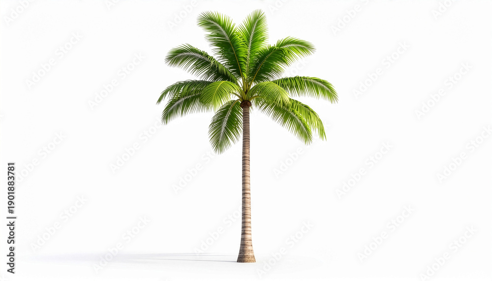 Obraz premium Tropical Palm Tree Isolated on White Background for Summer and Travel Design